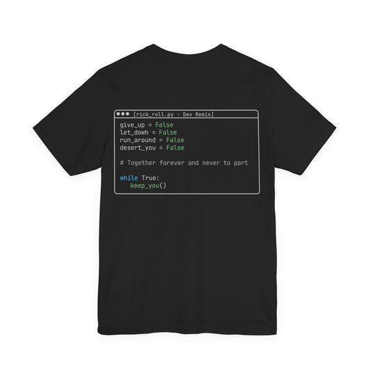 Rick Roll Code Shirt – Dev Remix Tee | Funny Programmer Shirt | Coding Humor T-Shirt | DevLoop